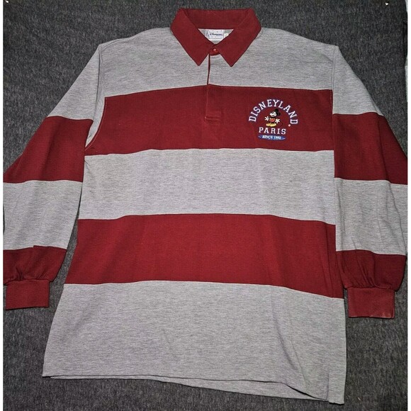 Disneyland Paris France Mens Embroidered Mickey Mouse Polo Rugby Shirt XXL 2XL - Picture 1 of 5